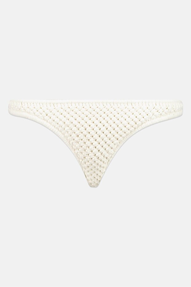 Women Textured Pull On Earth Angel Tropic Bikini Bottom, Ivory