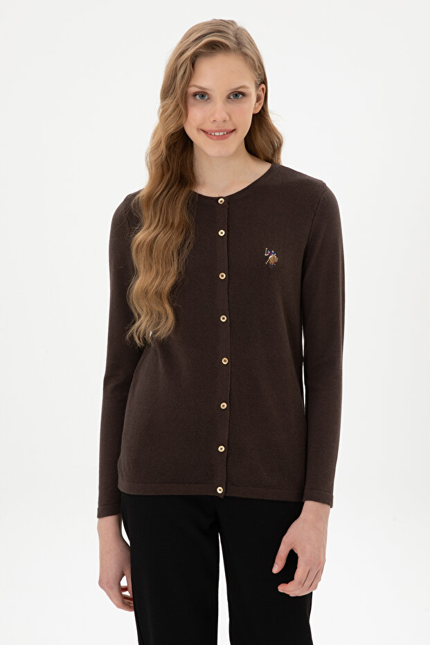 Women's Dark Brown Basic Knitwear Cardigan 50307737-Vr084