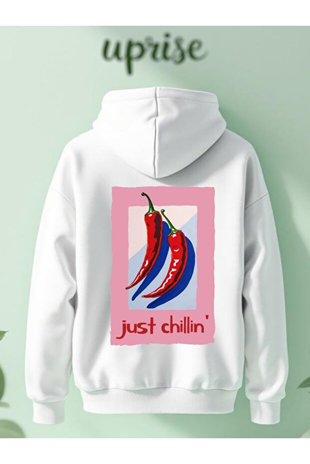 Just Chillin' Printed Cotton 3-Thread Oversized Sweatshirt