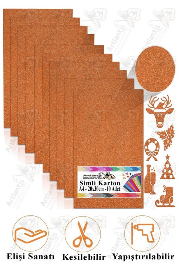 Orange Glitter Cardboard A4 20X30 cm 1 Pack of 10 Glitter Background Cardboard Glitter Paper Kindergarten Nursery Effect