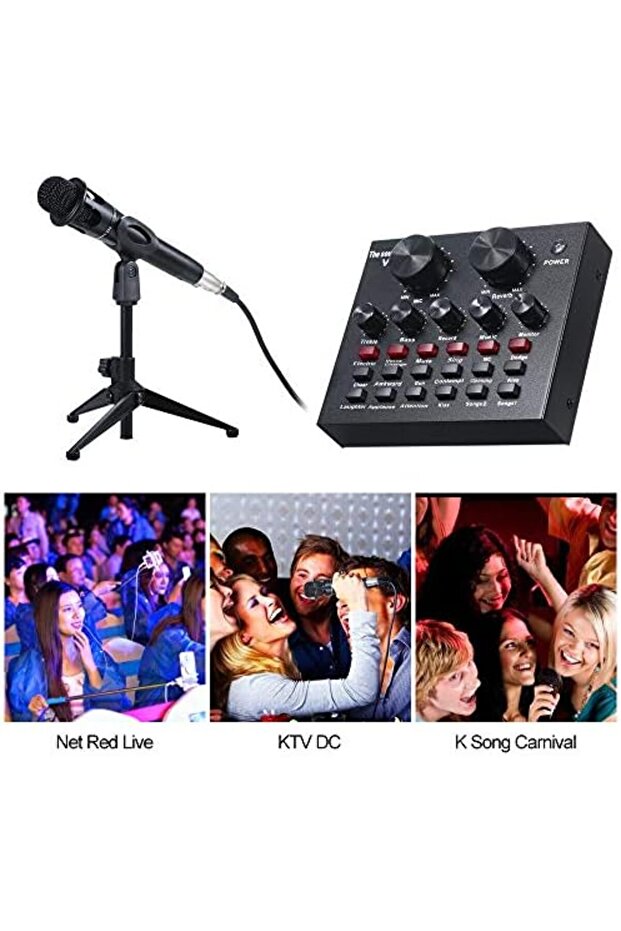 V8 Multifunctional Live Sound Card USB Audio Interface Intelligent Volume Adjustable Audio Mi - 3