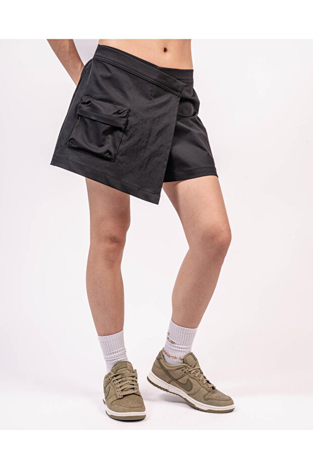 tech pack kadın siyah yüksek bel şort etek - esnek bel spor ve günlük giyim - dv8491-010 - 5