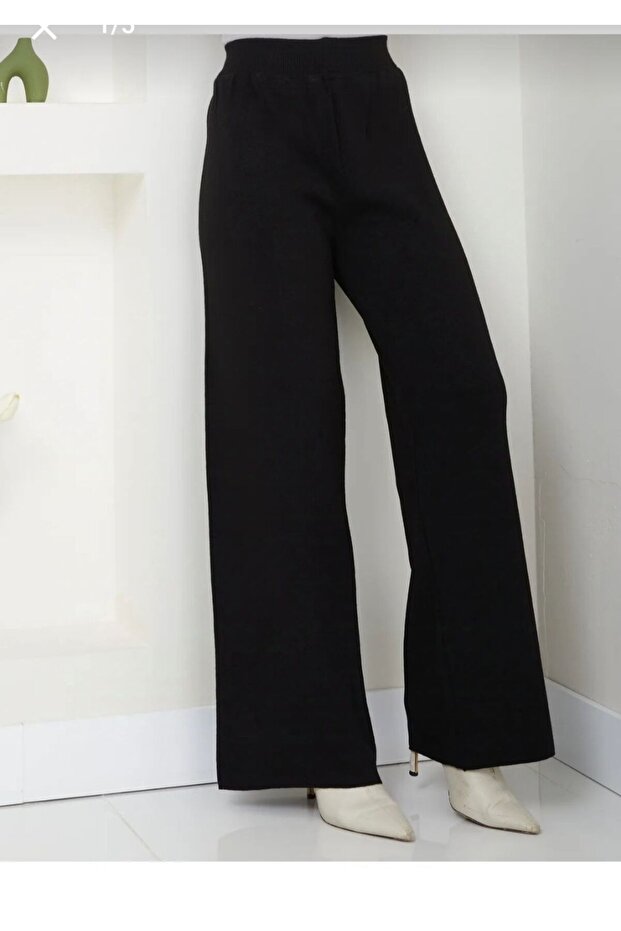 kışlık rahat ispanyol paça trıko pantolon - 3