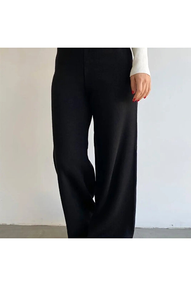 kışlık rahat ispanyol paça trıko pantolon - 4