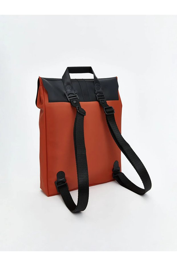 Orange Leather Look Men's Backpack