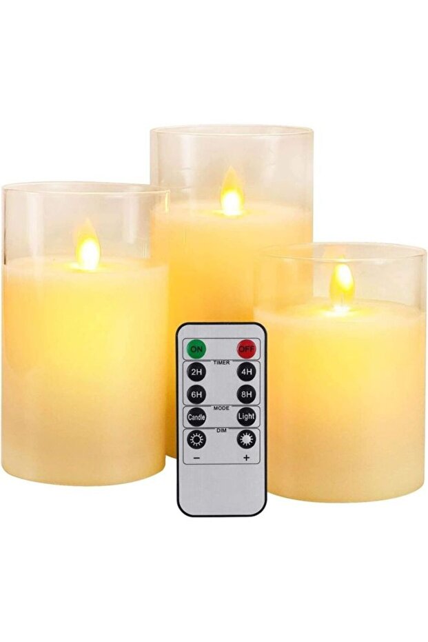 مجموعة شموع LED بدون لهب مكونة من 3 قطع