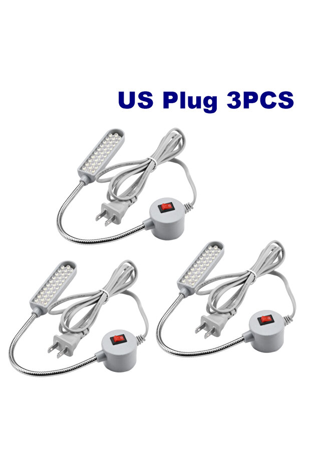 3 مصابيح إضاءة صناعية لماكينات الخياطة، 30 مصباح LED، قابس أمريكي AC110V، ملحقات ماكينات الملابس