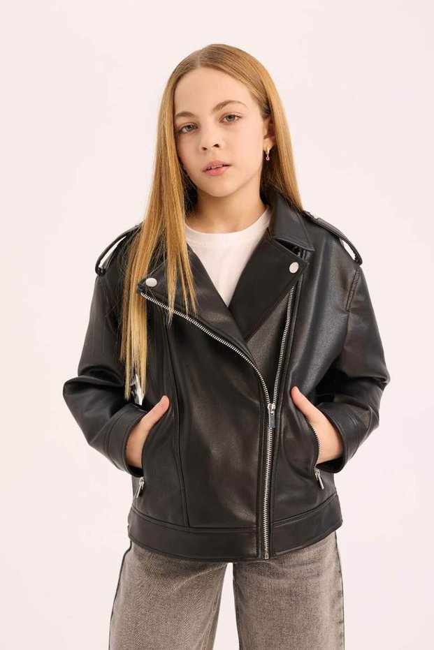 Black Girl's Leather Jacket C4976A8/Bk27