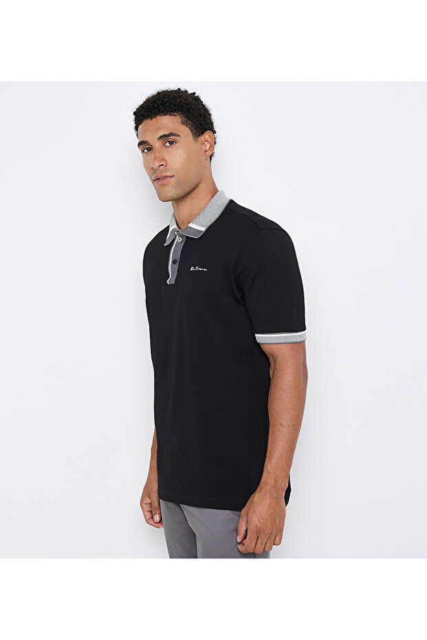Men's Black Pique Polo - 2