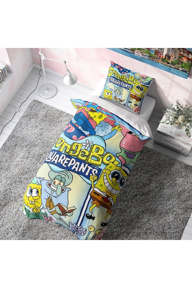 Spongebob Mixed Pattern Duvet Cover Set (Without Sheet) - 1