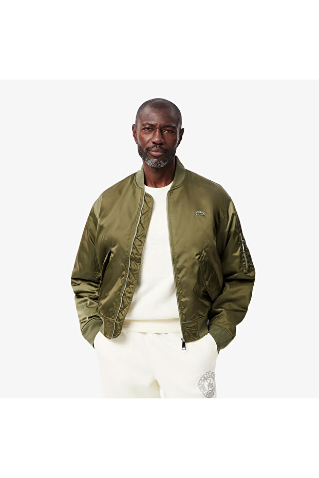 Erkek Hakim Yaka Haki Bomber Ceket - 1