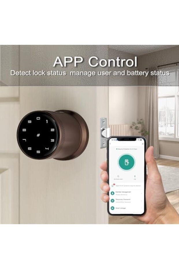 Tichondrius Smart Lock, Multi-language Smart Lock, 4 in 1 Smart Knob with Bluetooth TT App/Fingerpri - 6