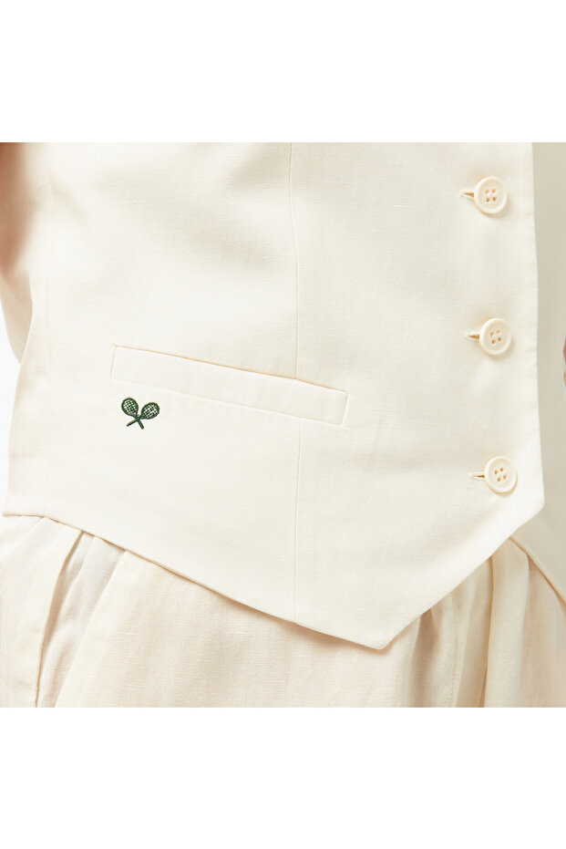 Kadın Slim Fit Kolsuz V Yaka Beyaz Yelek - 5