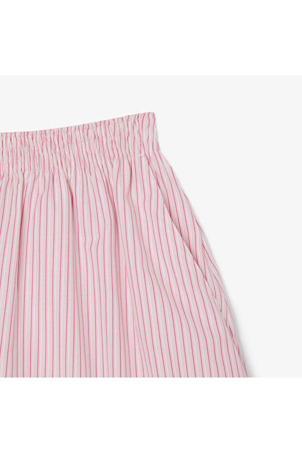 Kadın Loose Fit Çizgili Pembe Şort - 6