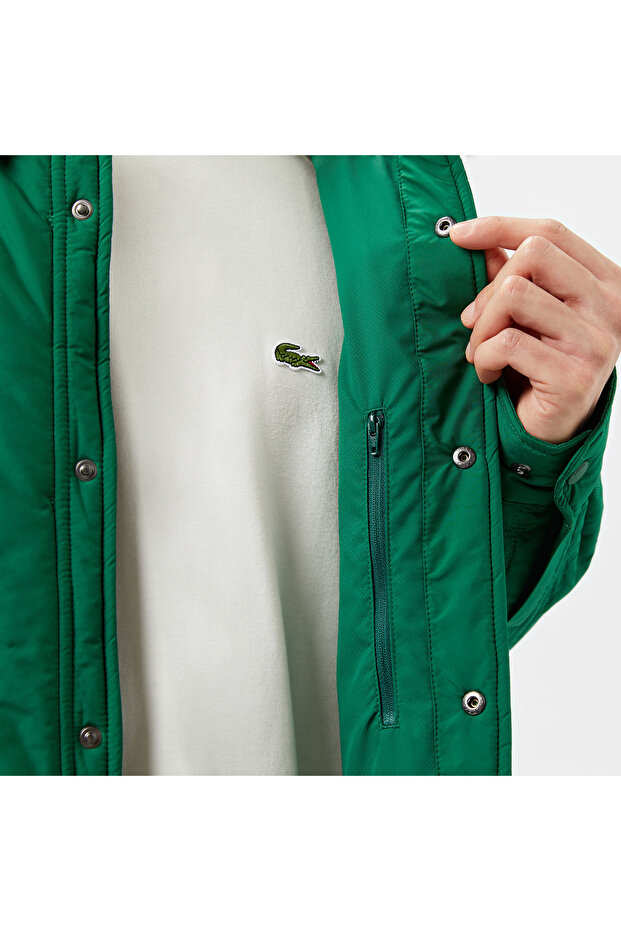 Erkek Relaxed Fit Gömlek Yaka Desenli Yeşil Ceket - 7