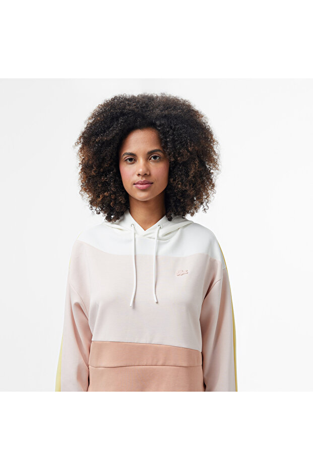 Kadın Kapüşonlu Renk Bloklu Açık Pembe Sweatshirt - 4