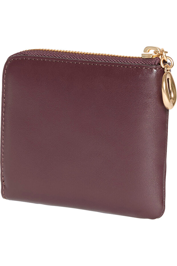 Hardware Square Zip Around Bordo Kadın Cüzdan - 4