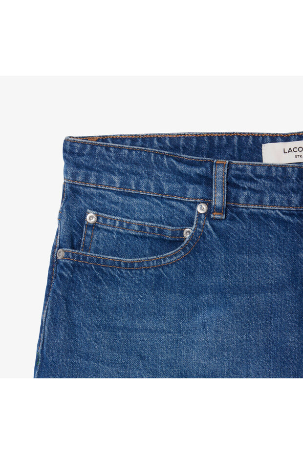 Erkek Straight Fit Denim Koyu Mavi Bermuda Şort - 6