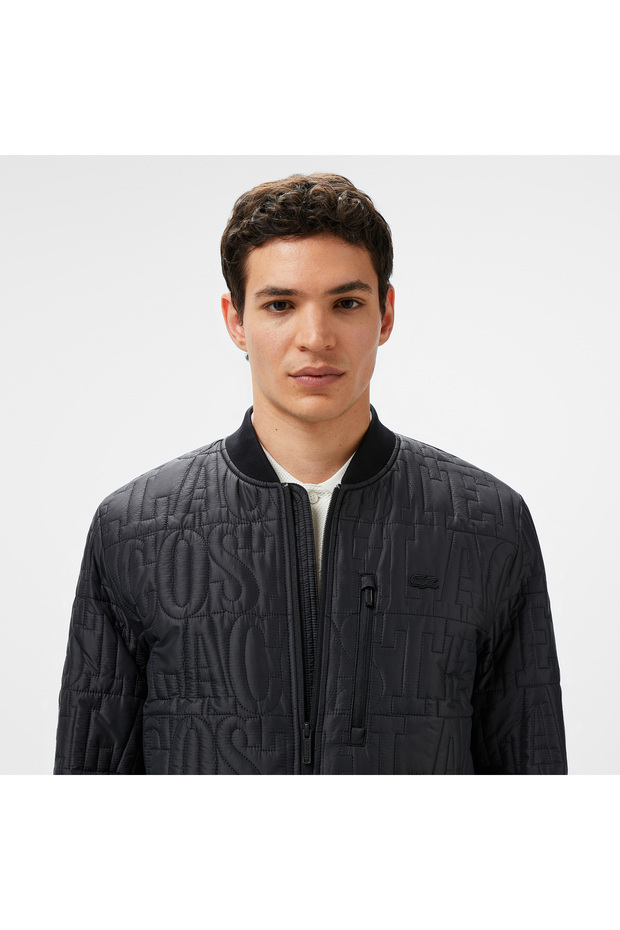 Erkek Regular Fit Dik Yaka Kapitone Siyah Mont - 2