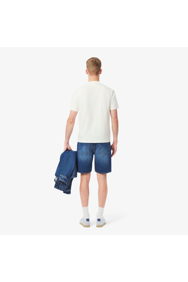 Erkek Straight Fit Denim Koyu Mavi Bermuda Şort - 3