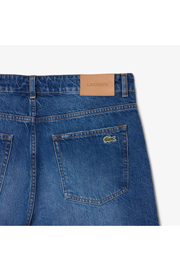 Erkek Straight Fit Denim Koyu Mavi Bermuda Şort - 7