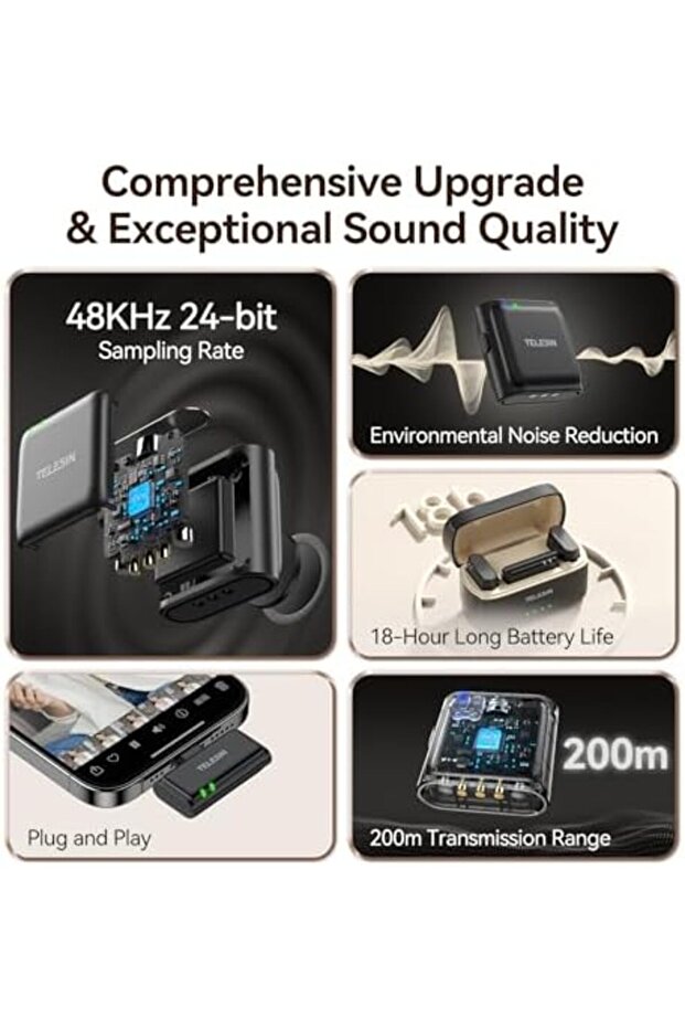 Wireless Lavalier Microphone for iPhone Series/Android/PC with Charging Box (P5-MCP-01) - 3