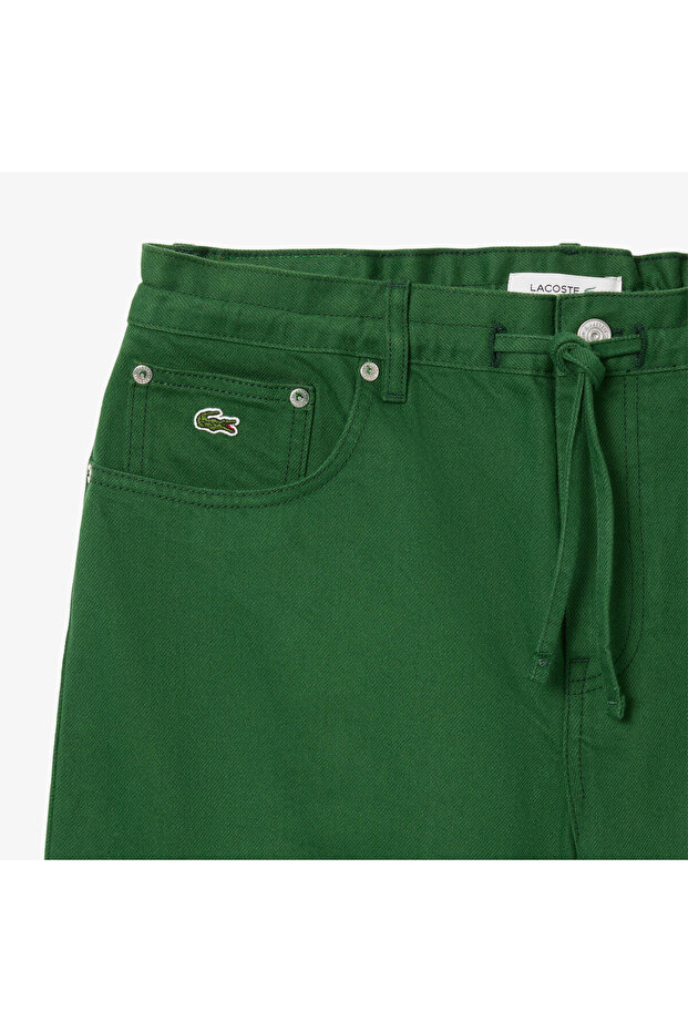 Kadın Wide Leg Denim Yeşil Pantolon - 6