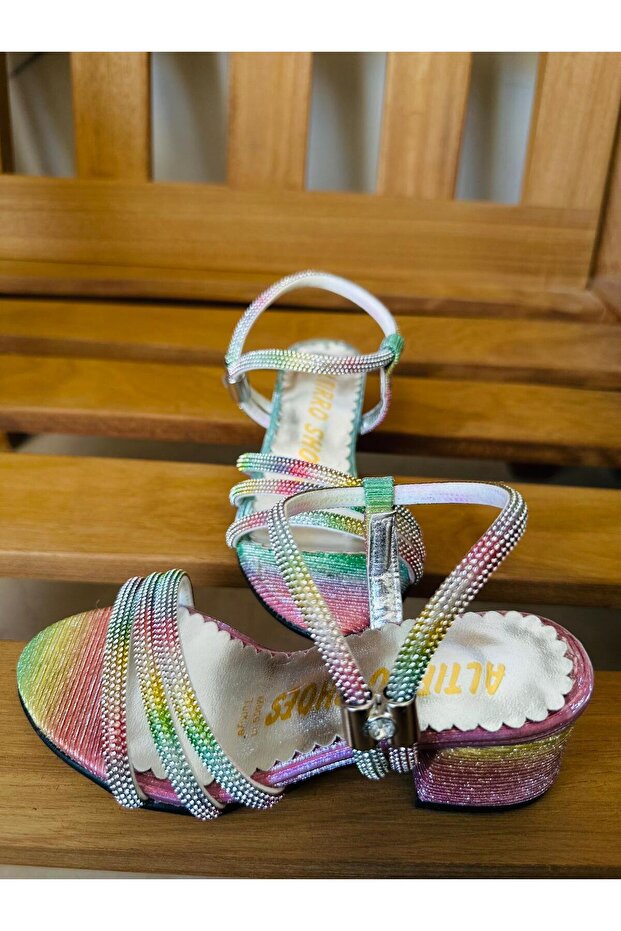 taş işlemeli çocuk topuklu ayk. - 1