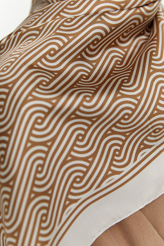 Diyagonal Desenli İpek Şal - 3