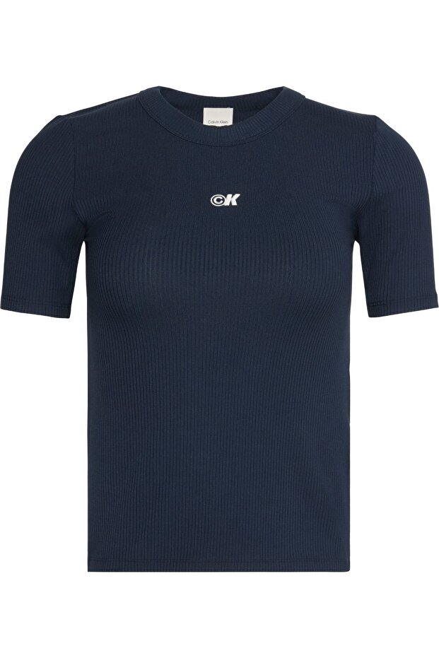 A- Modal Rib Navy Blue Women's T-Shirt