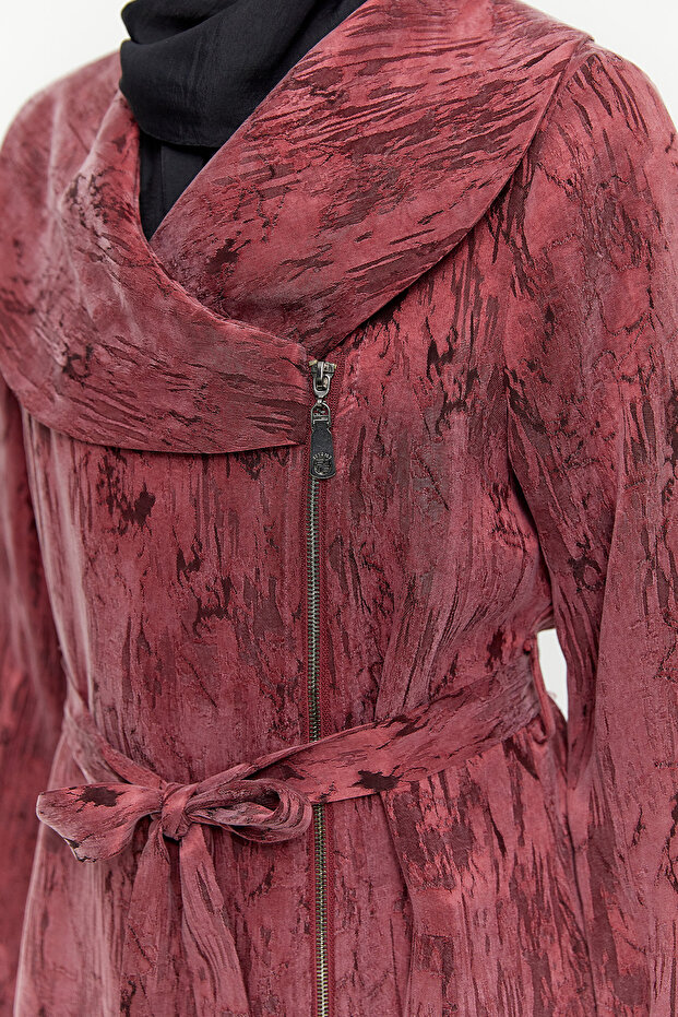 Fermuarlı Lyocell Pardösü - 5