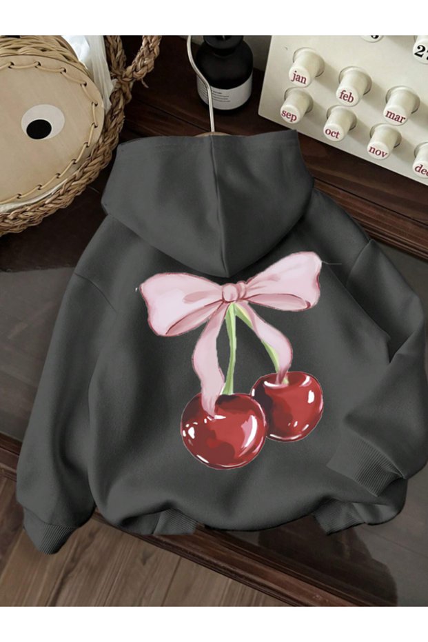 Unisex Men/Women Colorful Cherry Custom Printed Cotton Oversize Hooded Sweatshirt