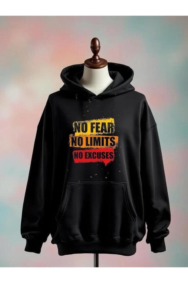 No Fear Cotton 3 Thread Oversize Black Sweatshirt