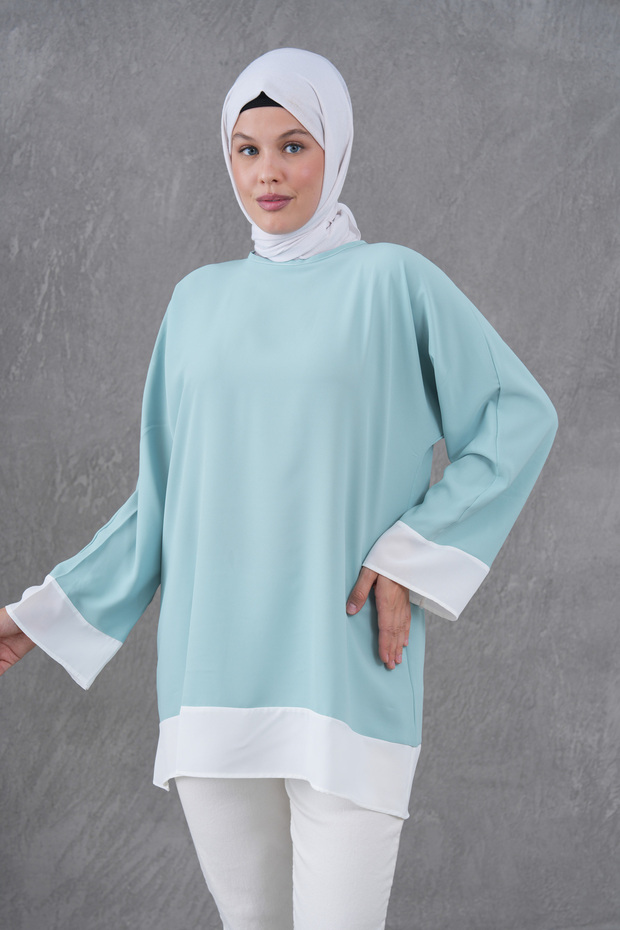 Casual Tunic with Collar and Skirt Trim