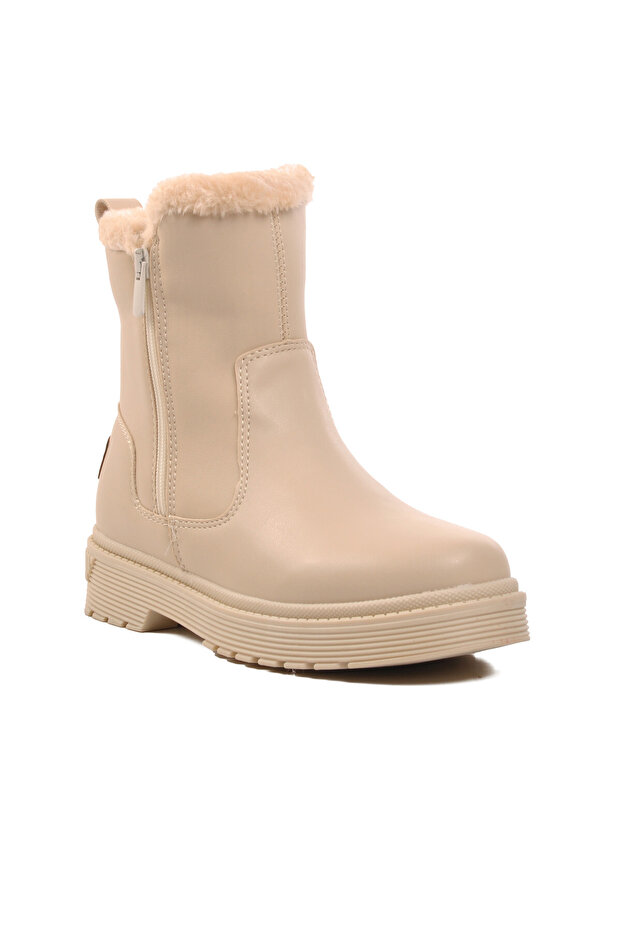 Beige Zippered Women's Boots 23003 Z