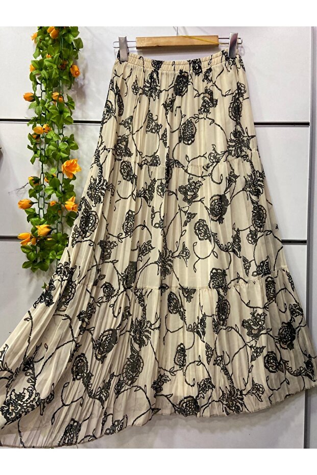 Patterned chiffon skirt lined - 1