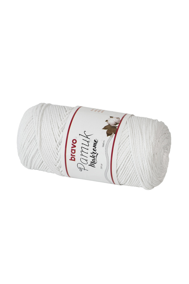 Cotton Macrame Yarn 250 Gr 240 Meters Koton (Color Code: 306) White