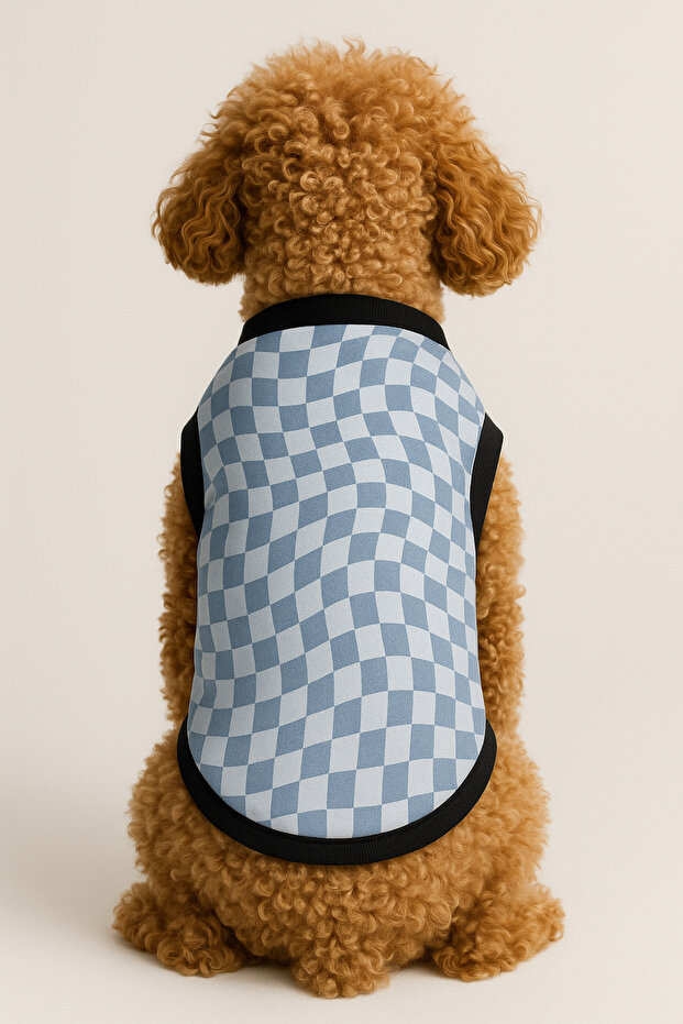 New Season Dog and Cat Tank Top - Blue Checkered