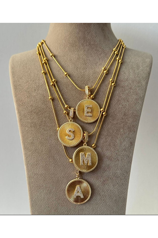 Çelik plaka harf kolye - 1