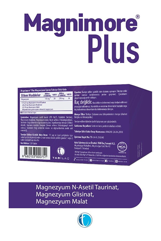 Plus Magnezyum 120 Tablet N-Asetil Taurinat Bisglisinat Malat - 3