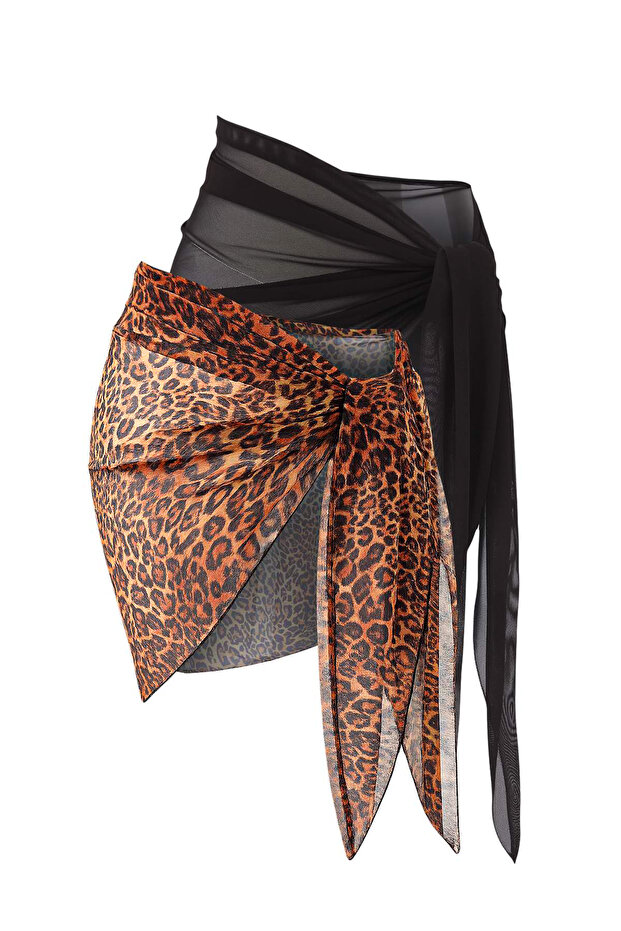 Černo-vícebarevná tištěná midi krajka 97% Polyester, 3% Lycra Pareo - 8