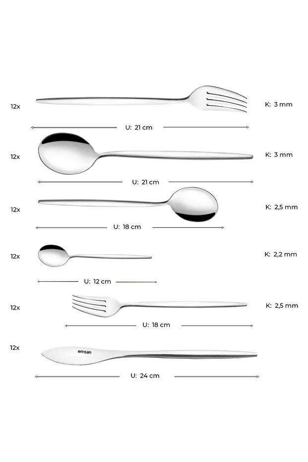 Hera 72 Parça 12 Kişilik Çatal Kaşık Bıçak Takımı Lüks Kutulu - 3