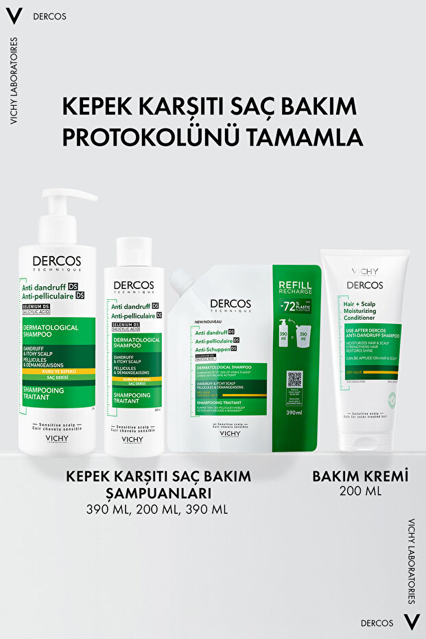 Dercos Kuru Saçlar için Salisilik Asit İçeren Kepek Karşıtı Şampuan 390 ml - 10