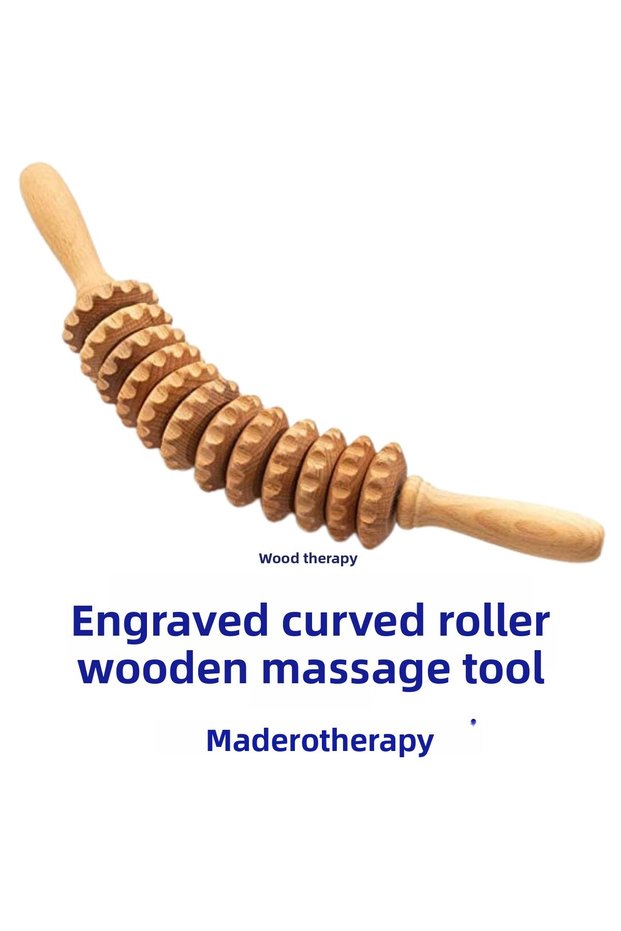 Maderoterapi Engraved Curved Roller Wooden Massage Tool