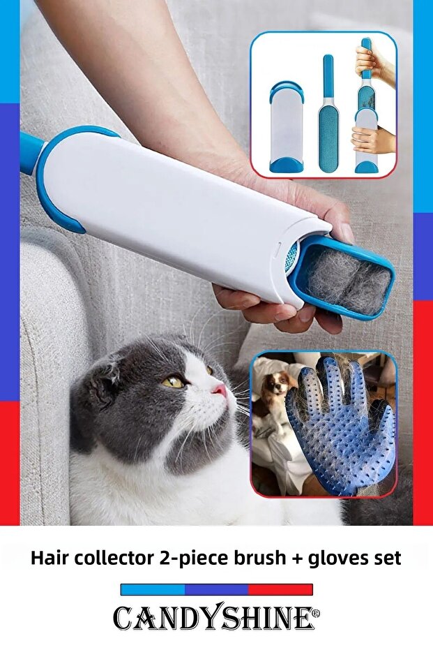 ® Deluxe Miracle Sofa Outfit Carpet Feather Collector Cat Brush Set Cat Feather Collector Gloves Comb