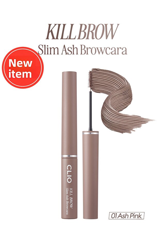 ماسكارا حواجب ذات تصبغ كثيف مع فرشاة رفيعة للغاية Kill Brow Slim Ash Browcara (01 Ash Pink)