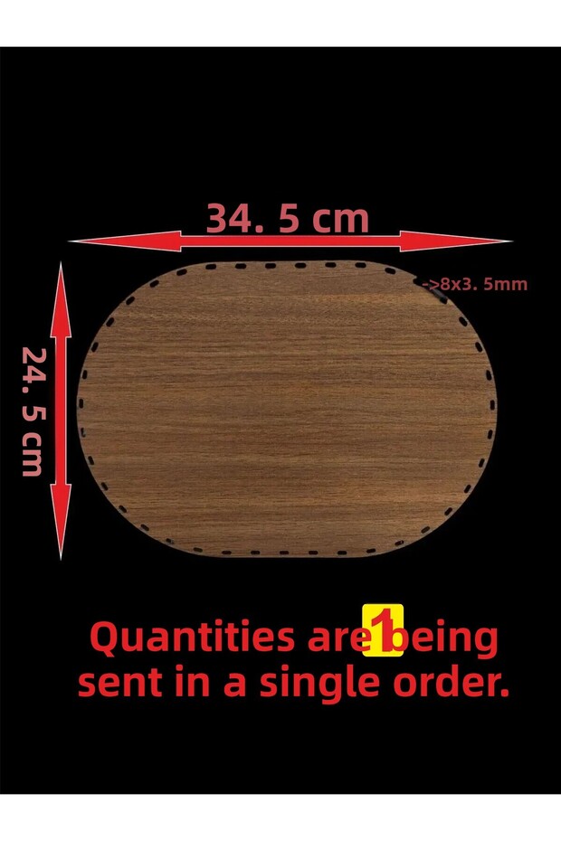 Wooden Walnut 34.5X24.5 cm 1 Piece Hr Basket Bamboo Tray Bottom Mesh Plate Supla Perforated Al Basket Base
