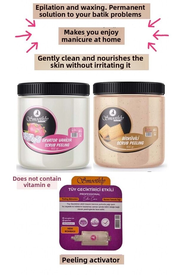 Strawberry Leg and Ingrown Hair Peeling Equator Milk 800g + Biscuit 800 G Vitamin E Free