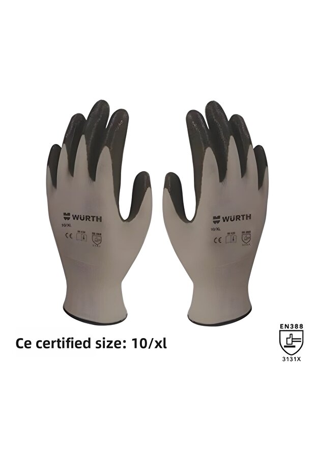 Wurth Mechanic's Gloves Nitrile Black 10/XL (2 Pairs)