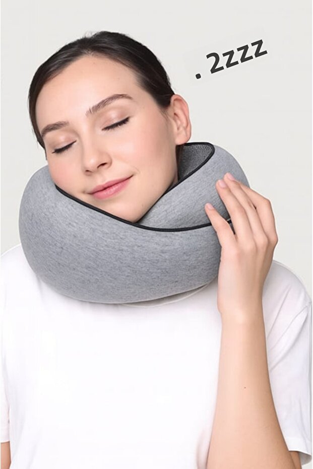 Eudora Orthopedic Spiral Travel and Neck Pillow Gray 100% Visko - with Carrying Bag
